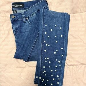 Karl Lagerfeld Pearl-Embellished Women's Jeans